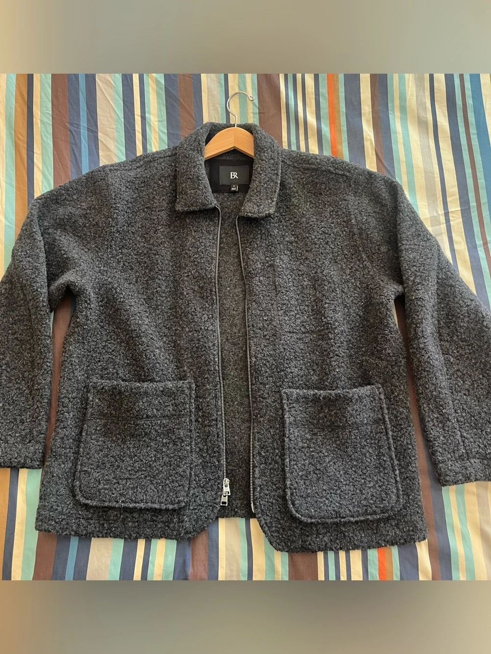 Banana Republic Charcoal Gray Sherpa Zip Shirt Jacket